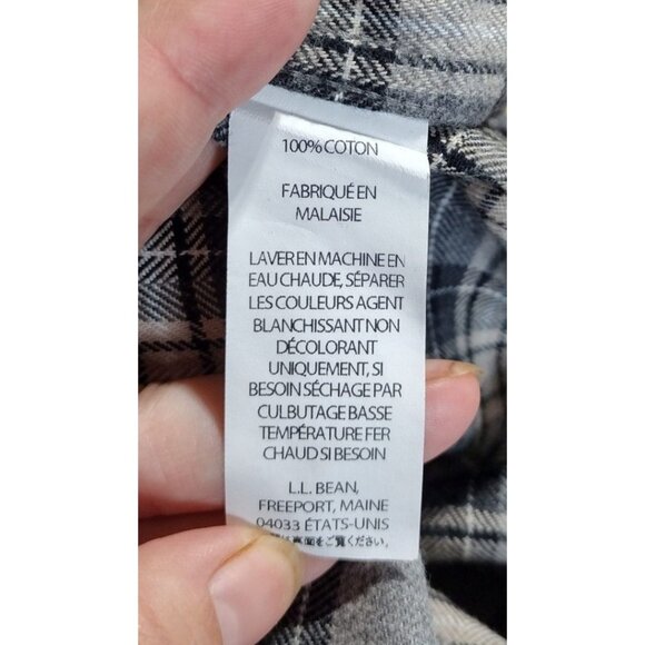 L.L. Bean Men's Cotton Fleece Shirt Long Sleeve Button Down Size XL-Reg Grey Pla - Picture 6 of 6